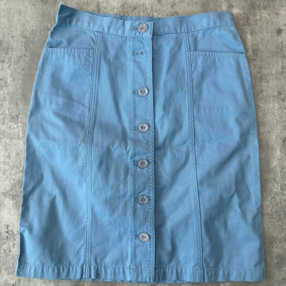 Christopher And Banks Sz 4 Pencil Skirt Light Blue Business Casual Button Down